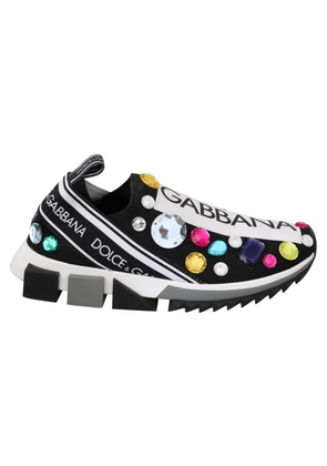 Dolce & Gabbana Black Multicolor Crystal Sneakers Shoes - EU35.5/US5