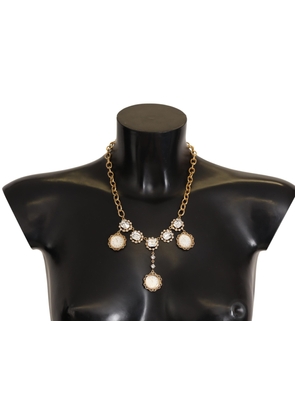 Dolce & Gabbana Gold Clock Statement Crystal Chain Necklace
