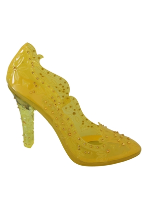 Dolce & Gabbana Yellow Floral Crystal CINDERELLA Heels Shoes - EU39/US8.5