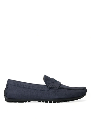 Dolce & Gabbana Blue Calfskin Leather Slip On Moccasin Shoes - EU40/US7
