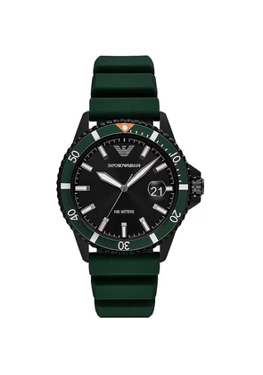 Green Silicone and Steel Quartz Watch