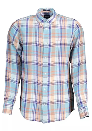 Gant Chic Light Blue Linen Men's Button-Down Shirt - S