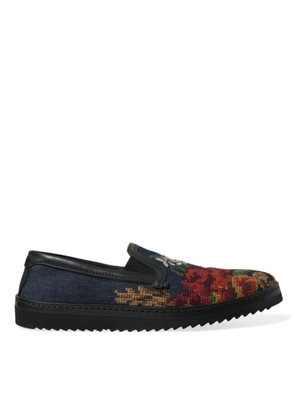 Dolce & Gabbana Multicolor Floral Slippers Men Loafers Shoes - EU45/US12