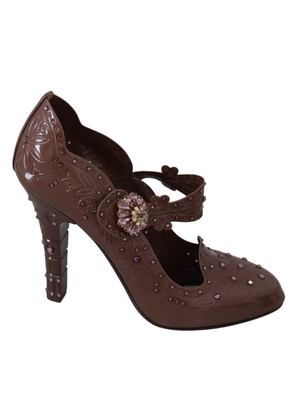 Dolce & Gabbana Brown Floral Crystal CINDERELLA Heels Shoes - EU40/US9.5