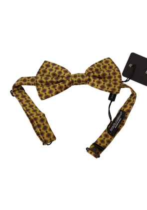 Dolce & Gabbana Yellow Patterned Silk Adjustable Neck Papillon Bow Tie