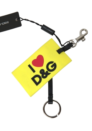 Dolce & Gabbana Yellow Silicone DG Logo Gold Brass Keyring Keychain