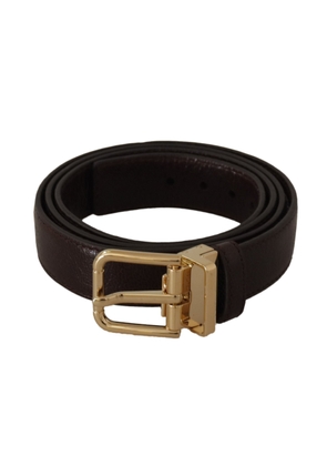 Dolce & Gabbana Brown Leather Gold Metal Buckle Belt - 95 cm / 38 Inches