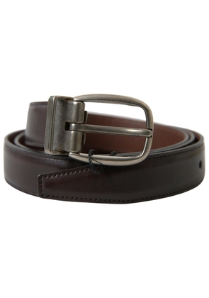 Dolce & Gabbana Brown Leather Metal Buckle Men Cintura Belt - 95 cm / 38 Inches