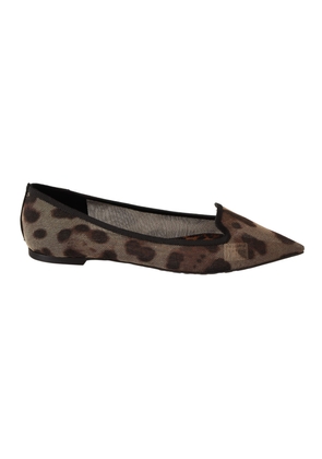 Dolce & Gabbana Brown Leopard Ballerina Flat Loafers Shoes - EU36/US5.5