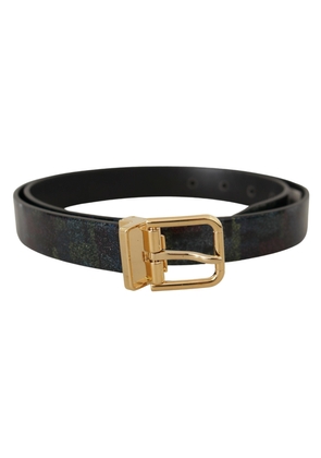 Dolce & Gabbana Multicolor Leather Gold Tone Metal Vernice Belt - 90 cm / 36 Inches