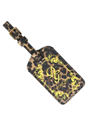 Dolce & Gabbana Multicolor Leopard Dauphine Leather DG Logo Luggage Tag