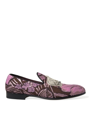 Dolce & Gabbana Pink Printed Crystal Embellished Loafers Dress Shoes - EU39/US6