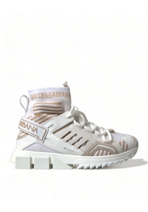 Dolce & Gabbana White Beige Sorrento Socks Sneakers Shoes - EU38.5/US8