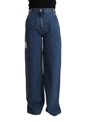 GCDS Blue Cotton High Waist Wide Leg Boot Cut Denim Jeans - W27