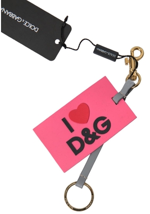 Dolce & Gabbana Pink Silicone DG Logo Gold Brass Keyring Women Keychain