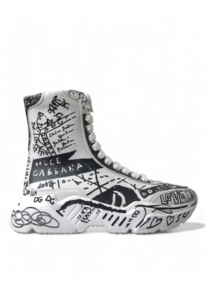 Dolce & Gabbana White Black Graffiti Daymaster Sneakers Shoes - EU40/US9.5