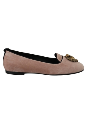 Dolce & Gabbana Pink Velvet Slip Ons Loafers Flats Shoes - EU36.5/US6