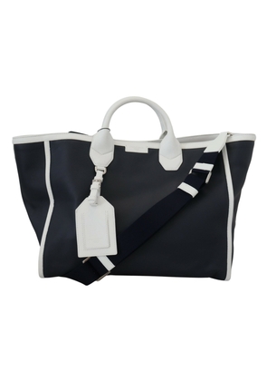 Dolce & Gabbana White Blue Leather Shopping Tote Bag