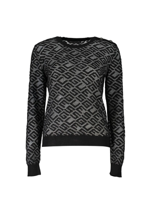 Guess Jeans Chic Black Embroidered Crew Neck Sweater - XS