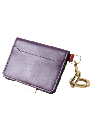 Dolce & Gabbana Purple Calf Leather Bifold Logo Card Holder Wallet