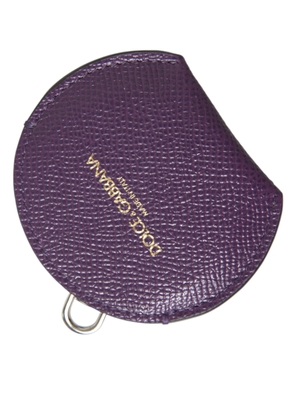 Dolce & Gabbana Purple Calfskin Leather Round Logo Hand Mirror Holder