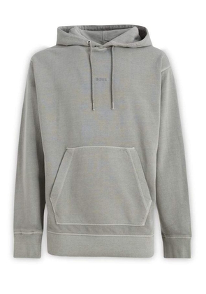 Hugo Boss Grey Cotton Logo Details Hooded Sweatshirt - S