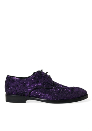 Dolce & Gabbana Purple Sequined Lace Up Oxford Dress Shoes - EU43/US10