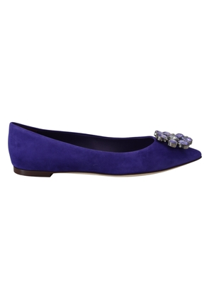 Dolce & Gabbana Purple Suede Crystals Loafers Flats Shoes - EU35.5/US5