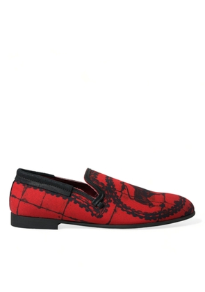 Dolce & Gabbana Red Black Torero Loafers Slippers Men Shoes - EU39/US6