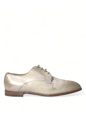 Dolce & Gabbana White Distressed Leather Derby Dress Shoes - EU43/US10