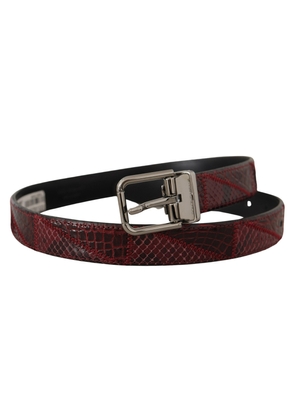 Dolce & Gabbana Red Exotic Leather Metal Logo Buckle Belt - 75 cm / 30 Inches