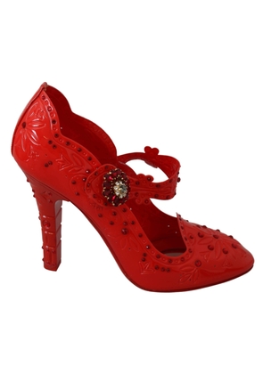 Dolce & Gabbana Red Floral Crystal CINDERELLA Heels Shoes - EU40/US9.5