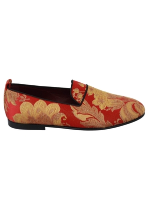Dolce & Gabbana Red Gold Brocade Slippers Loafers Shoes - EU39/US6