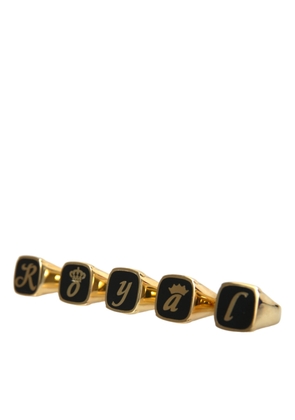 Gold Brass ROYAL Enamel Set of 5 Ring