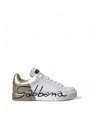 Dolce & Gabbana White Gold Lace Up Womens Low Top Sneakers - EU37/US6.5