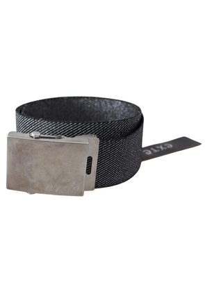 Exte Black Silver Metal Brushed Buckle Waist Belt - 100 cm / 40 Inches