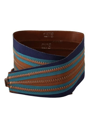 Exte Brown Leather Wide Waistband Tie Fastening Belt