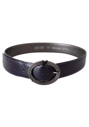 Exte Purple Silver Oval Metal Buckle Waist Leather Belt - 85 cm / 34 Inches