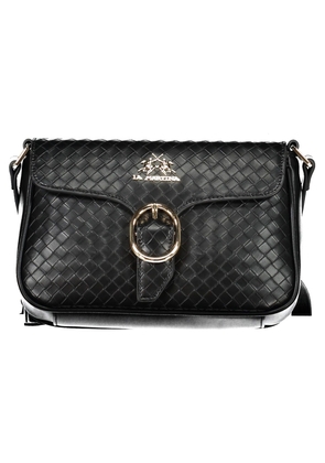 La Martina Elegant Black Shoulder Bag with Contrasting Details