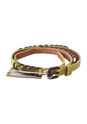 John Galliano Yellow Leather Luxury Slim Buckle Fancy Belt - 85 cm / 34 Inches