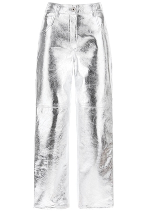 Interior sterling pants in laminated leather - 4 Argento