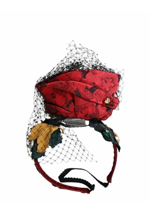 Multicolor Rose Silk Crystal Netted Logo Headband Diadem