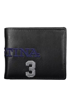 La Martina Elegant Two-Compartment Black Leather Wallet