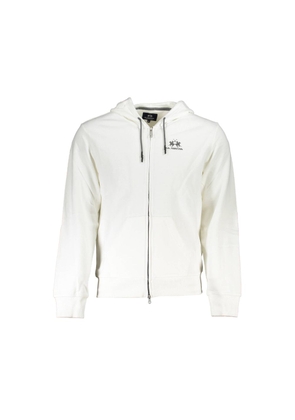 La Martina Elegant White Hooded Sweatshirt for Men - S
