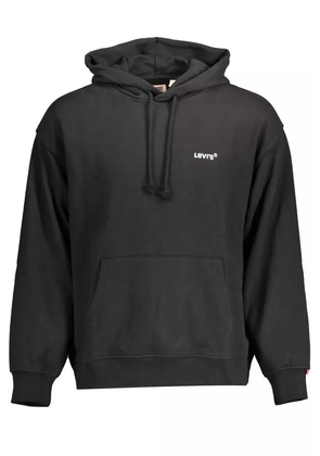 Levi's Sleek Black Cotton Hoodie with Embroidered Logo - M