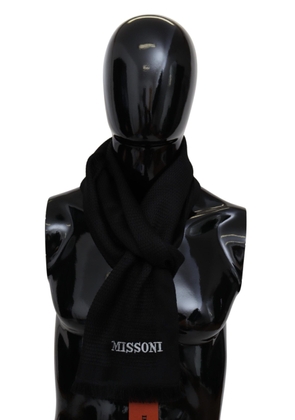 Missoni Black Wool Blend  Neck Wrap Fringes 's Scarf - Black