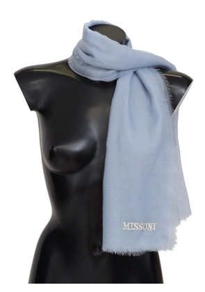 Missoni Light Blue Cashmere Unisex Neck Wrap Scarf