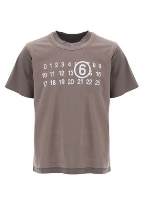 Mm6 maison margiela layered t-shirt with numeric signature print effect - L Neutro