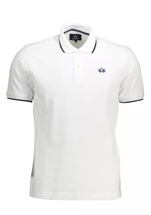 La Martina White Cotton Polo Shirt - XXL