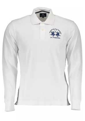 La Martina White Cotton Polo Shirt - M